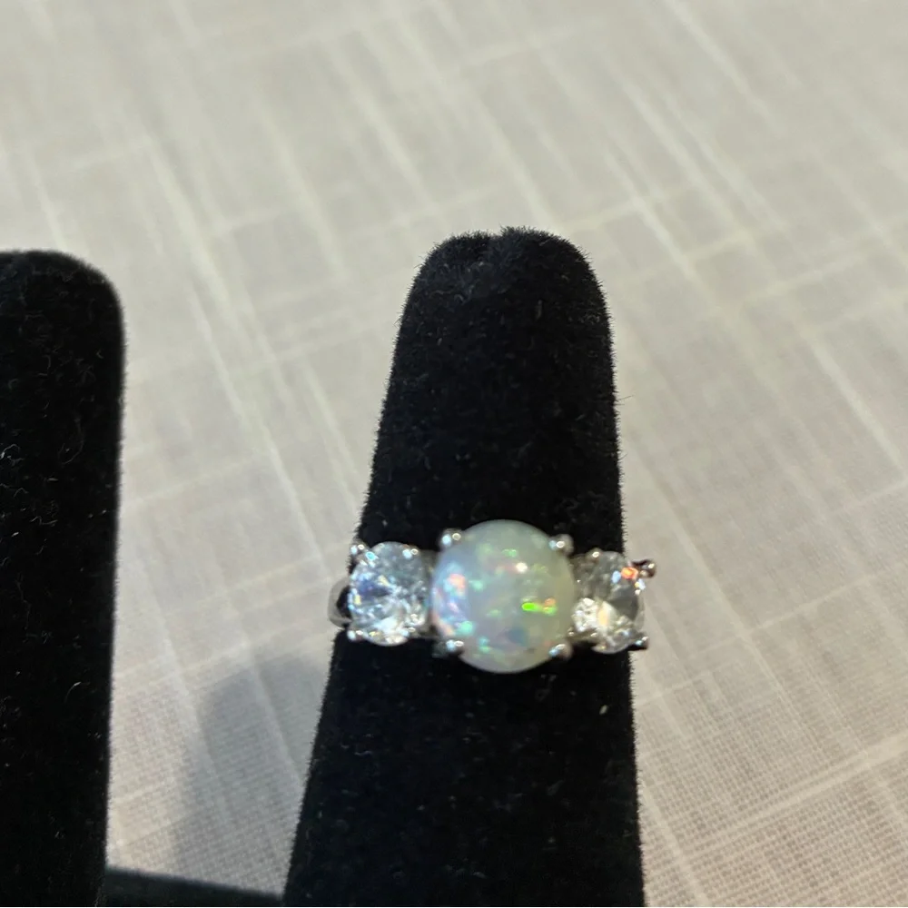 Opal Sterling silver CZ Ring - Picture 4 of 6